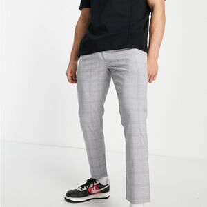 Topman Grey skinny check pants with elasticated waist in gray Size 34x32